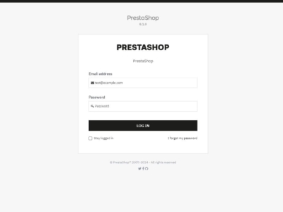 Screenshot of the PrestaShop login page for easy e-commerce management