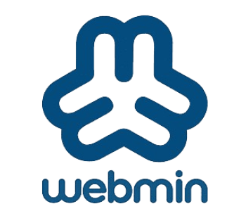 Webmin: Easy Server Control and Management Official Webmin logo in blue, with the text 'Webmin' below, representing an intuitive web server management solution for simplified administration.