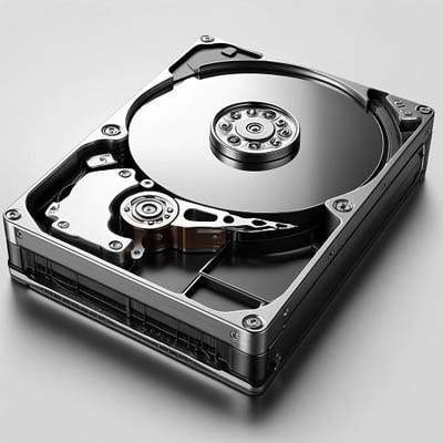 Detailed image of a modern 3.5-inch hard drive used in data centers and enterprise storage environments.