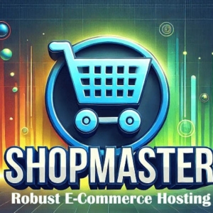 ShopMaster logo showcasing a modern shopping cart design inside a blue ring.