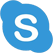 Contact us on Skype Blue Skype icon representing the popular communication platform.